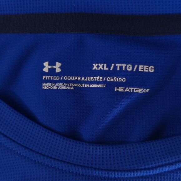 Under Armour Shirt Mens 2XL XXL HeatGear Fitted Activewear Blue L/S Free Ship - Picture 9 of 10